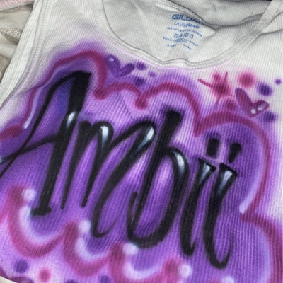 Custom Airbrush White Ribbed Tank Top Personalized Name Wife - Etsy