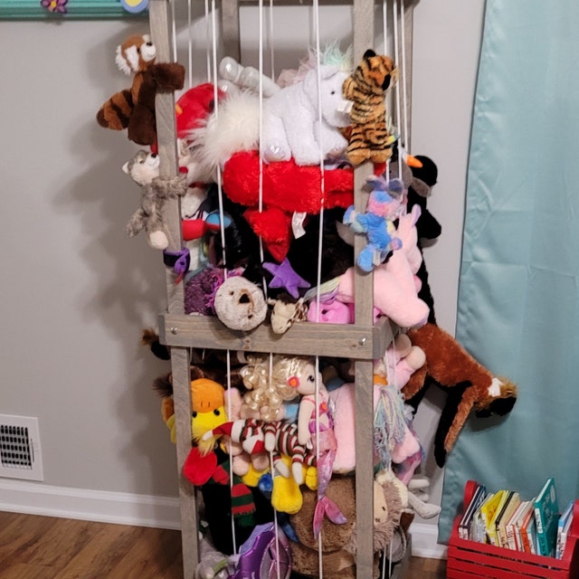 FENYUAN Stuffed Animal Storage, Standing Stuffed Animal Zoo Storage Ideas  Organizer Shelf with Elastic Band, Birthday Xmas Gift for Nursery Room Kid