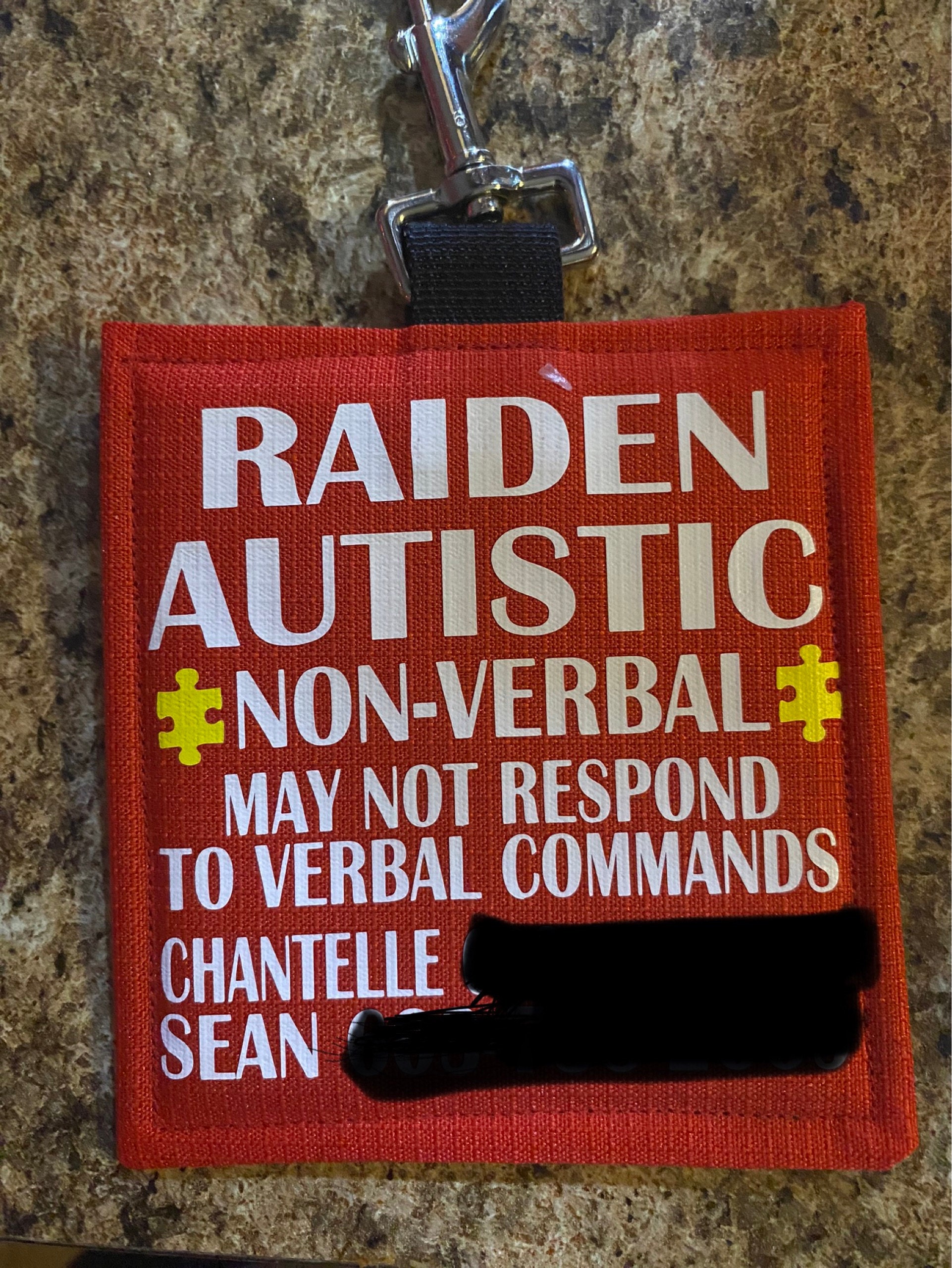 Autism Alert Hang Tag, Personalized Medical Alert Hanging Patches