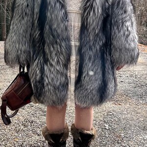 Luxury Full Skin Silver Fox Fur Mens Coat Real DOUBLE Side Rex Fur