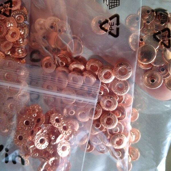 50 Sets 10mm Snap Fastener Rose Gold Snap Buttons Clothing Button Coat ...