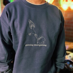 Custom Embroidered Portrait From Photo Sweatshirt, Line Art Sweatshirt