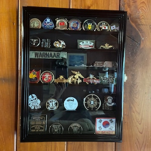 56 Military Challenge Coin Coins Display Case Cabinet Holder Wall Rack 98%  UV Lockable W/adjustable Shelves -  Israel