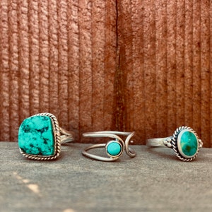 Raw Turquoise Ring Sterling Silver Rings for Women Natural - Etsy