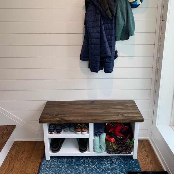 White Bottom Entryway Rustic Shoe\boot Rack and Bench - Etsy