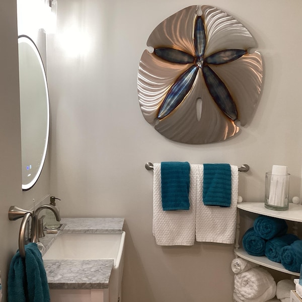 EXTRA Large Sand Dollar Stainless Steel Wall Art Metal Ocean Beach ... - Tidal Wave Beach Wall Decor Ideas