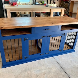 Double Dog Kennel TV Stand DIY Plans - Build Blueprint