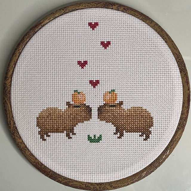 Capybara with friend & fruits cross stitch pattern PDF bundle 