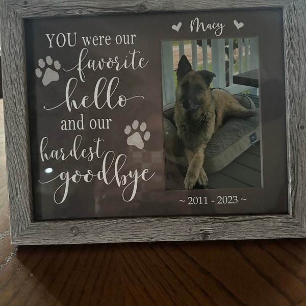 Dog Memorial Picture Frame for Loss of Pet, Remembrance Frame for Your ...