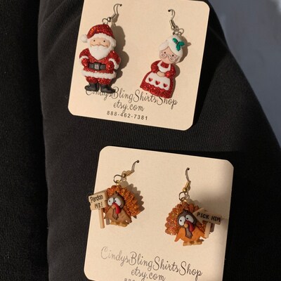 Thanksgiving Fall Autumn Turkey Earrings Pick Him Pardon Me Turkey ...