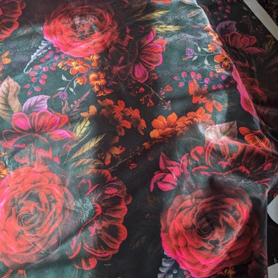 Moody Floral Fabric Antique Painted Roses by Utart Gothic Flower ...