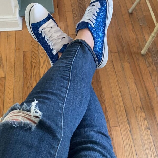 navy blue glitter sneakers