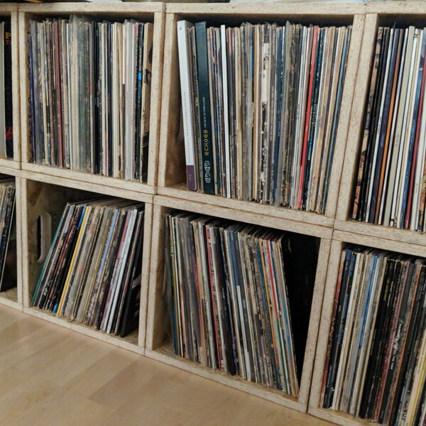 Record Cube X3 FLAT PACK Record Box Crates Osb 12" Vinyl LP