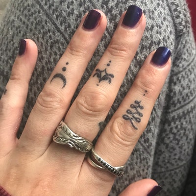 Instant Semi-permanent Tattoos Plant Based 14 X Tiny Finger and Knuckle Bundle Lasts 2 Weeks