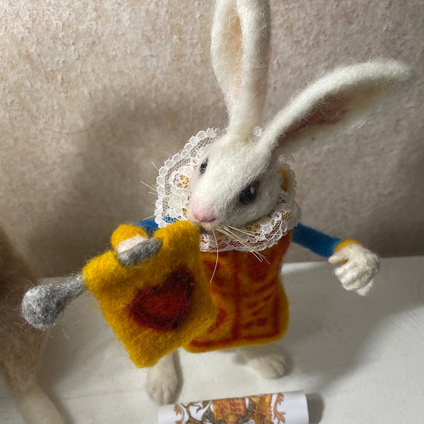 The Herald Rabbit/white Rabbit/alice Rabbit Art Doll/needlefelted ...