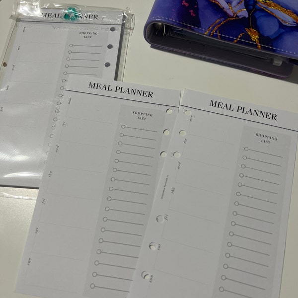 PRINTED Personal Size Meal Planner Inserts | Shopping List, Grocery ...