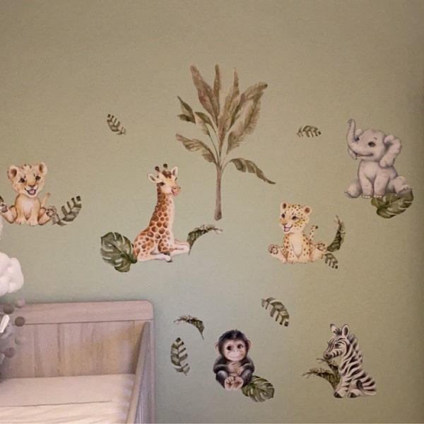 Safari Baby Animals Wall Decal, Jungle Wall Decal Sticker, Safari ...