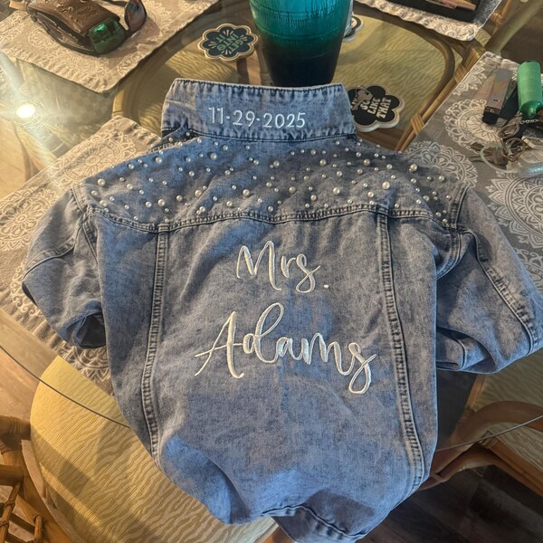 Bride Jean Jacket - Black Denim, Embroidered Black Bridal Jacket ...