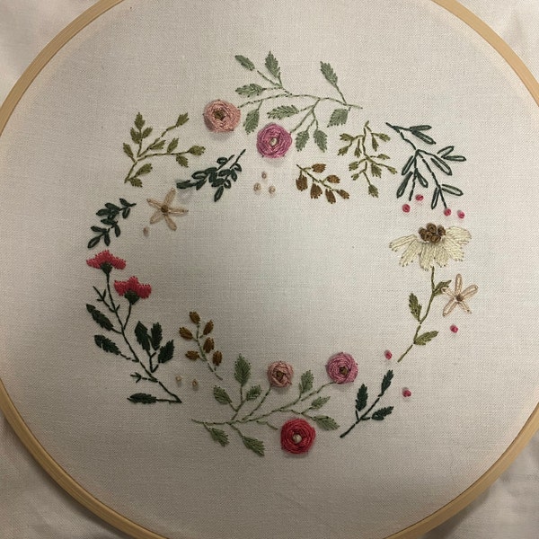 Wildflower Wreath // 6 Inch Embroidery Hoop Art // PDF Pattern With ...
