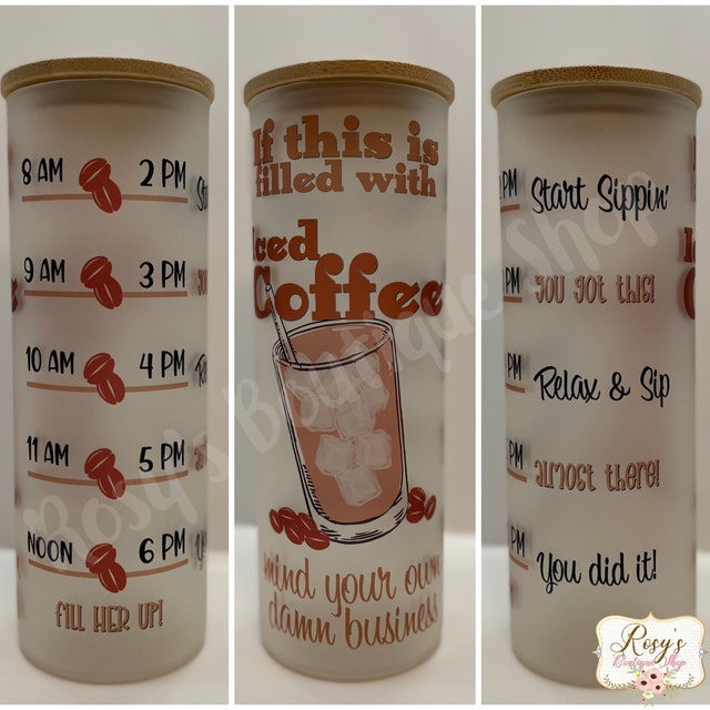 25 oz frosted glass tumbler png, coffee Tumbler template water tracker High  res PNG digital file_PG version