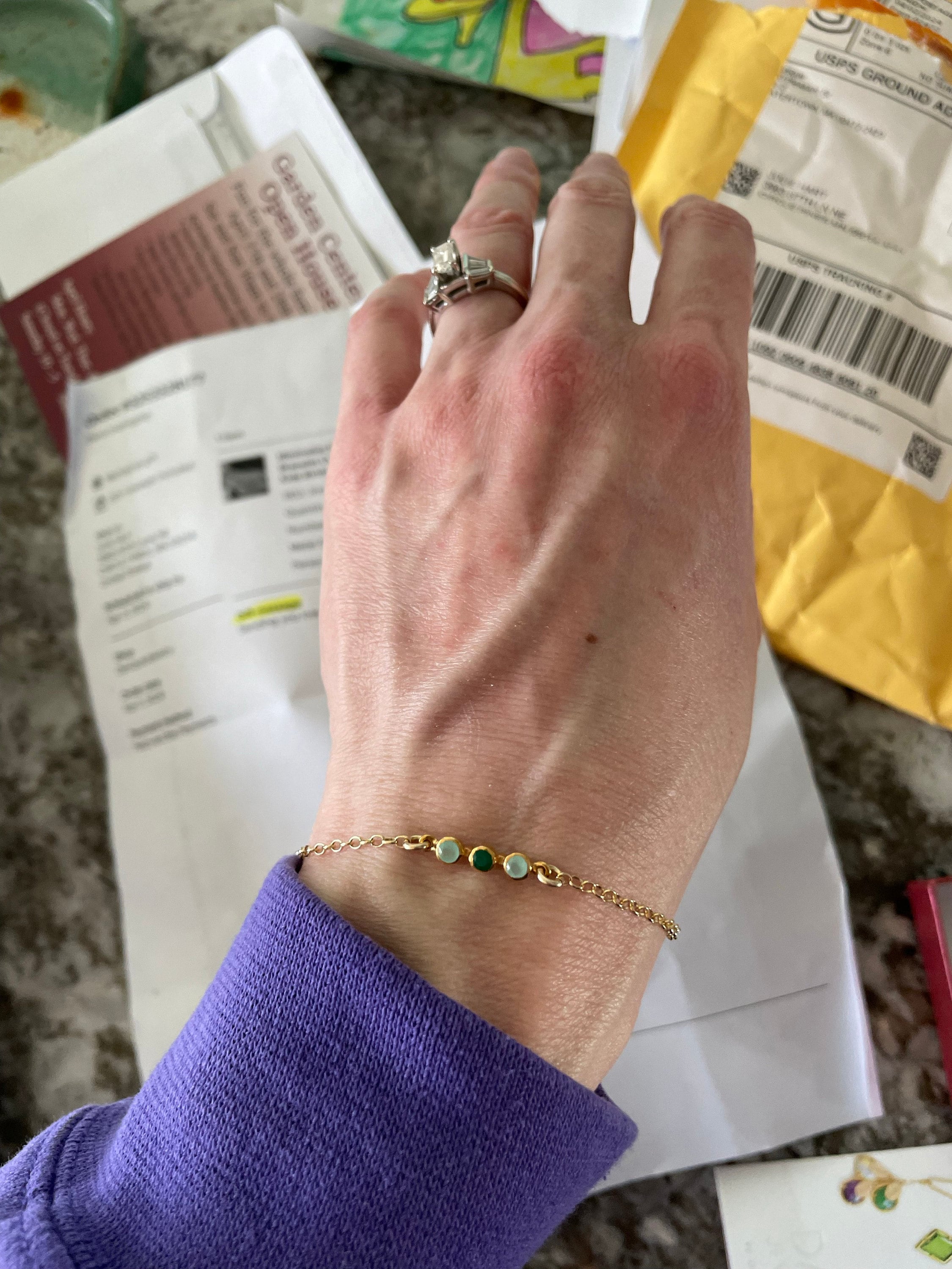 Personalized Minimalist Genuine Birthstone Bracelet • Danique Jewelry Custom Family Bracelet • 925 Christmas Gift for Mom and Grandma [MNB]