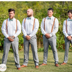 Brown Wedding Suspenders With Silver or 