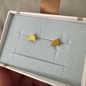 Customer photo, Pizza Slice Stud Earrings