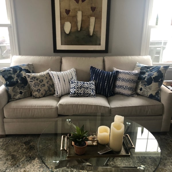 Blue Light Gray Throw Pillow Cover • Gray Pillow Case • Decorative ...