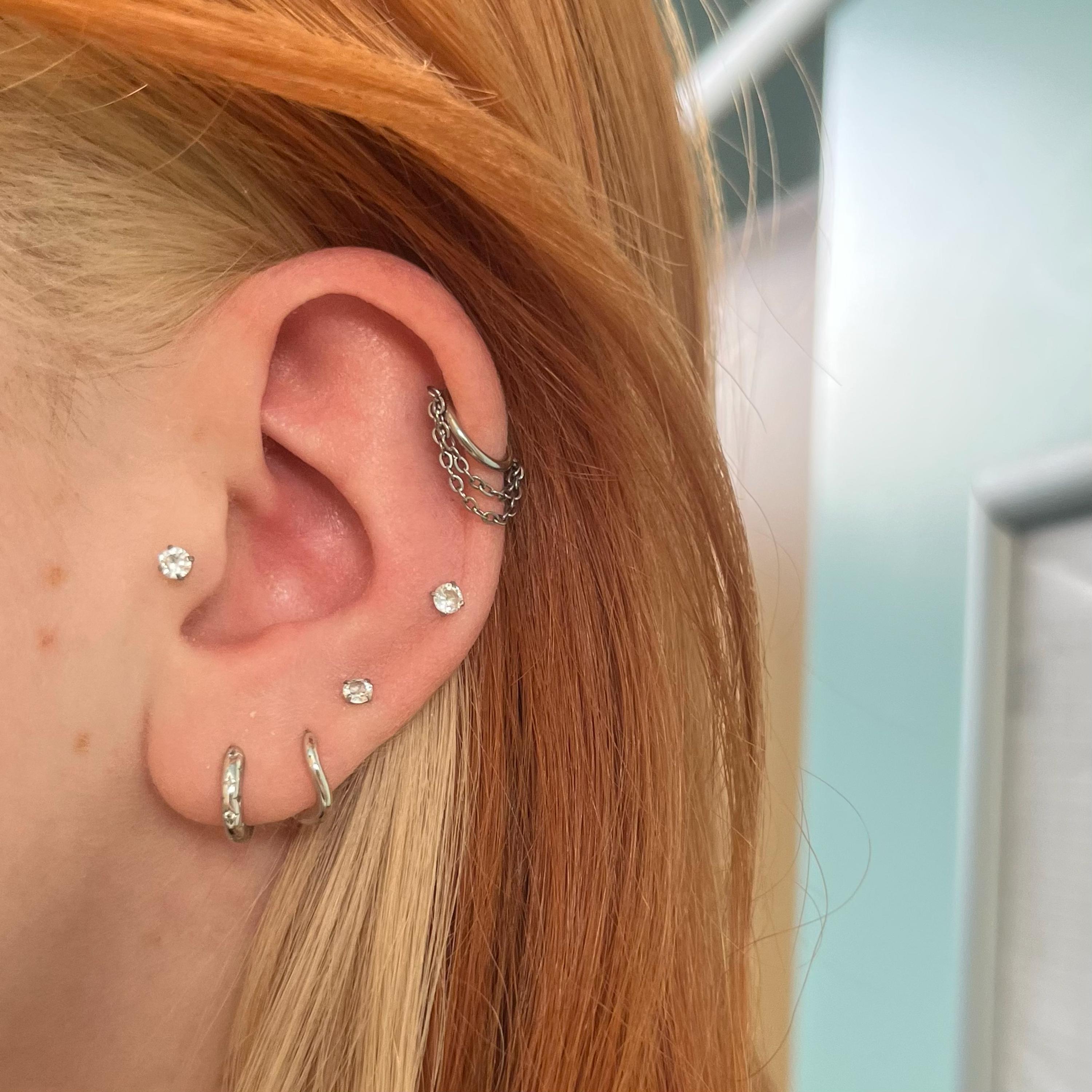 16G Titanium Single Chain Clicker Hoops • Huggie Earrings • Cartilage Hoop • Nose Ring • Hinged Segment • Helix Conch Septum Jewelry • Gift