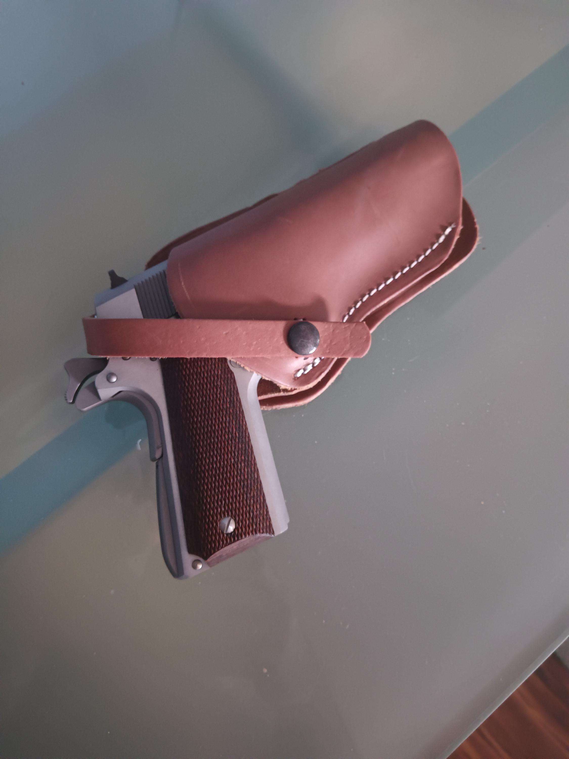 Western Leather Wild Bunch Style Holster Fits Colt Springfield Ruger RIA Remington Taurus 45 Model 1911