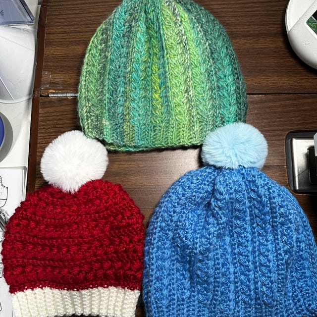 A customer's finished Snowy Wheat Stitch Puff Crochet Beanie Pattern