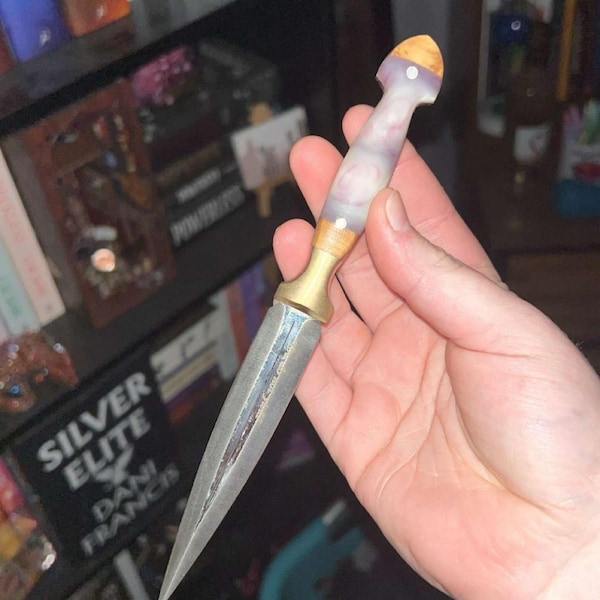 Personalized Engraved Ritual Dagger Knife With Resin&deer Antler Handle