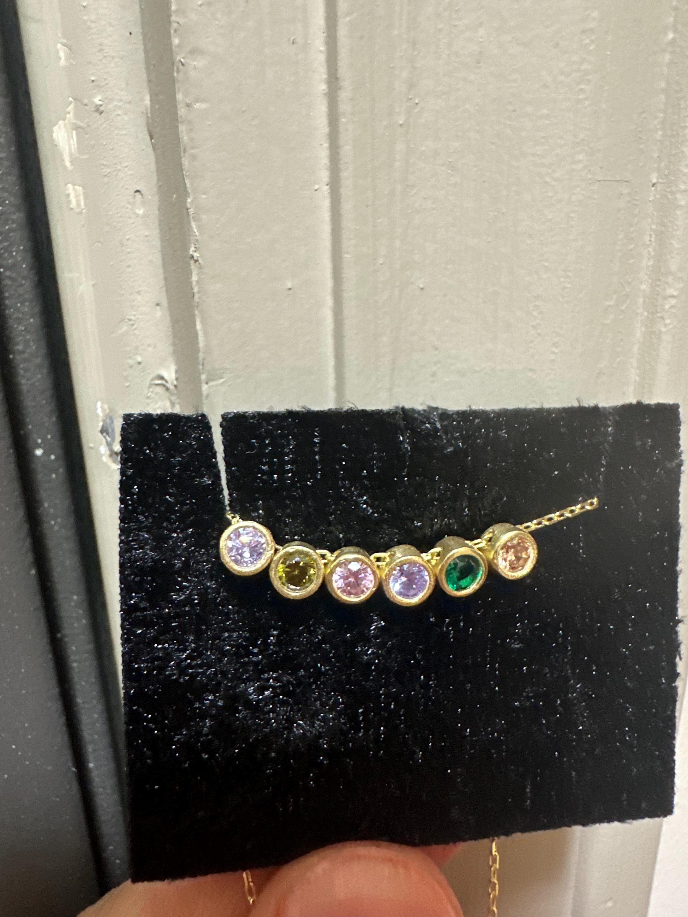14K Solid Gold Family Birthstone Necklace, Birthstone Gift, Christmas Gift, Bridesmaid Gift, Gift for Mom, Birthday Gift, Birthstone Jewelry