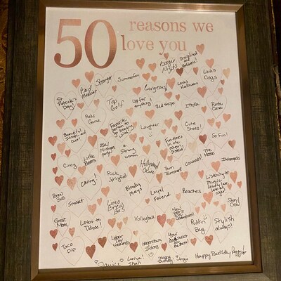 50 Reasons We Love You 50th Birthday Gift Poster for Woman, Sister ...