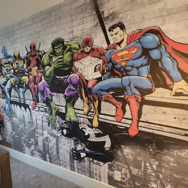 Kid Room Wallpaper | Superhero Wall Decal | Peel and Stick | Removable ...
