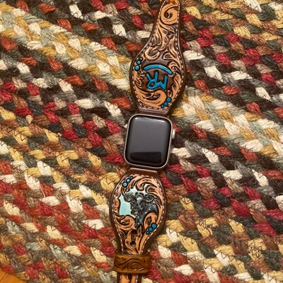 Custom Tooled Leather Apple Watch Band - Etsy