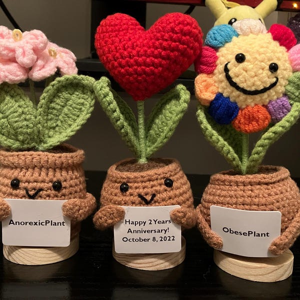 Emotional Support Crochet Dumpster Fire - Knitted Desk Toy With Positive Card, Weighted Base