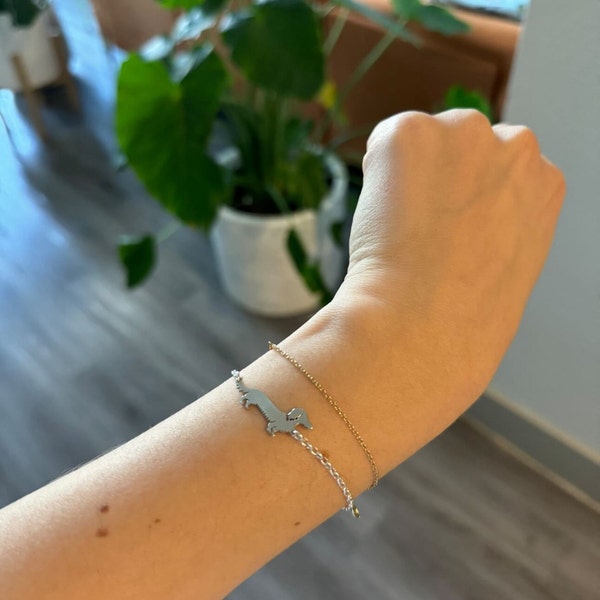 JERWLI Dachshund Bracelet 925 Sterling Silver Heart Dachshund Chain Jewelry For Women