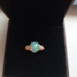 Ethiopian Opal & Moissanite Engagement Ring - 1.50ct Split Shank Solitaire AAA Quality