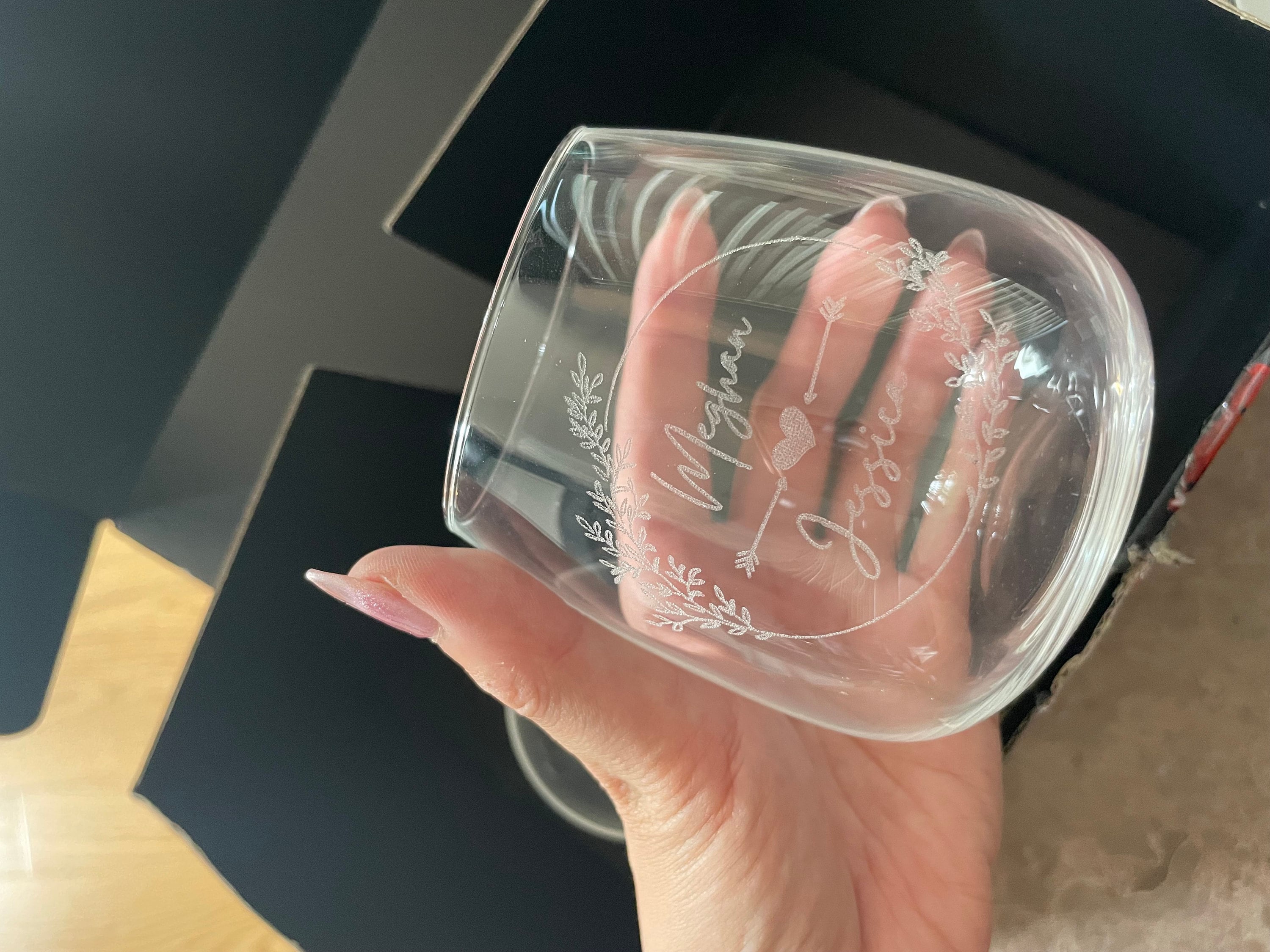 Personalised 360ml Glass, Laser Engraved Cocktail Soft Drink/ Wine Whiskey Glasses, Corporate Housewarming Wedding Bridesmaid Groomsmen Gift