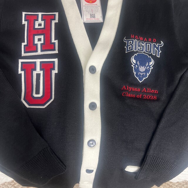 Howard University HU HBCU Cardigan Varsity Sweater Unisex Fit Custom Apparel Made to Order Etsy