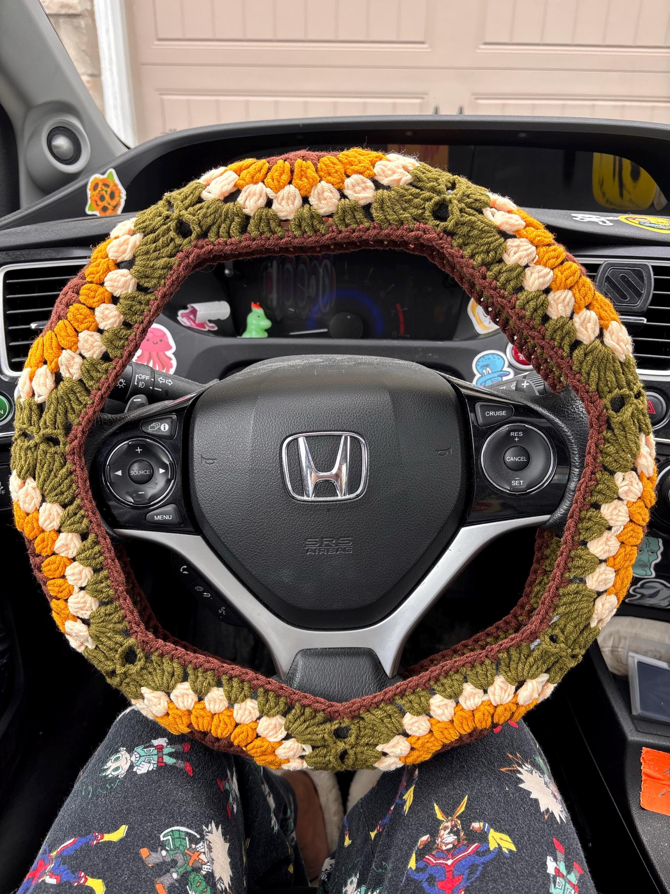 Sonnenblumen Auto Steuerrad Hülle,Gehäkelte Steuerrad Hülle,Blumen Gurthülle,Süße Steuerrad Hülle,Auto Zubehör