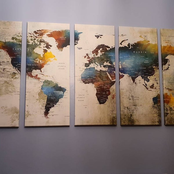 Large Push Pin World Map Wall Art Canvas Print Large Wall Art ...