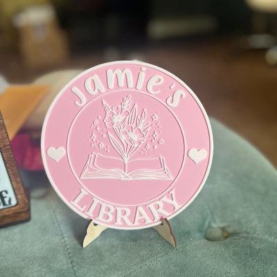 Personalized Library Sign Custom Book Decor Color 3D Printed Bookish ...