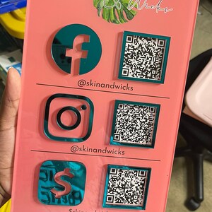 Triple Icon and QR Code Instagram Business Social Media Sign | Etsy