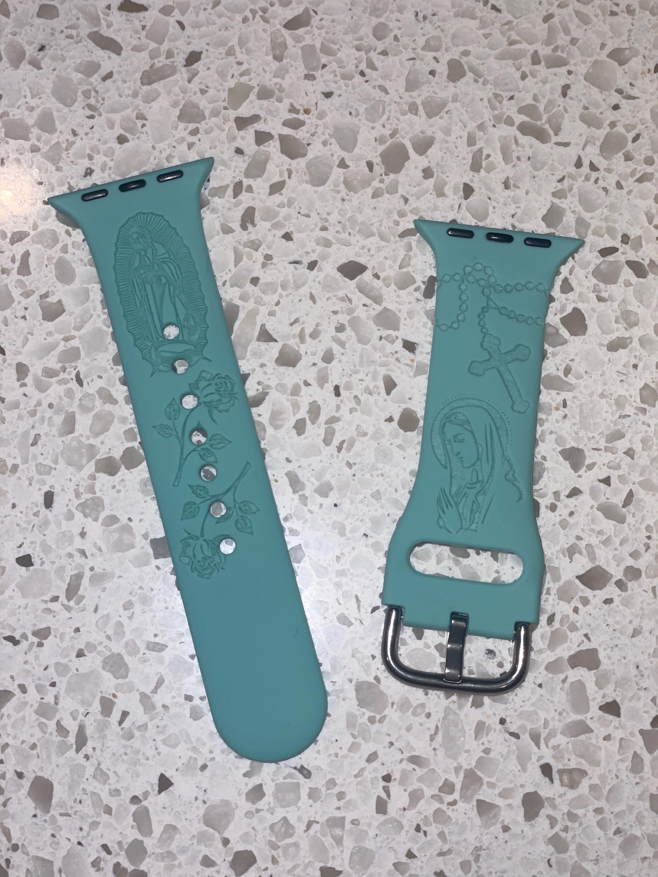 SuperLugano Virgin Mary with Cross Watch Band compatible with Apple Watch iWatch Band Silicone Watch 38/40/41 42/44/45 Strap Laser Jesus God