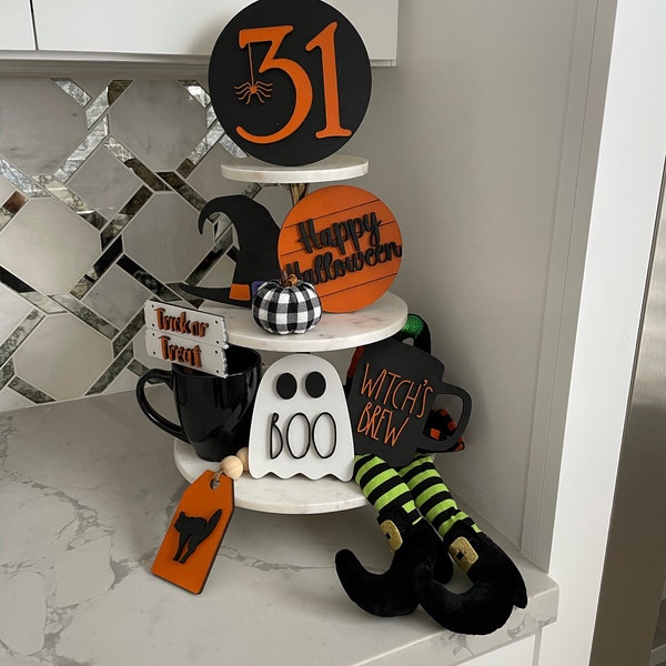 Halloween Tiered Tray Decor - Tiered Tray 3D Signs - Rae Dunn Tiered ...