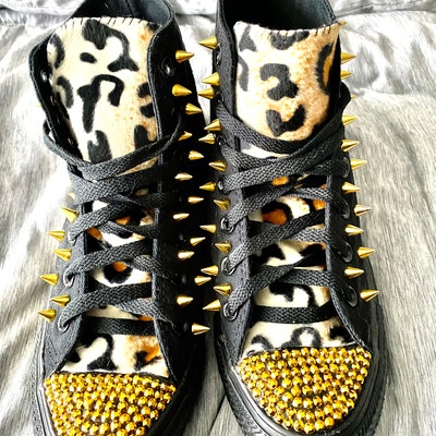 Rhinestone Converse Shoes With Spikes - Etsy