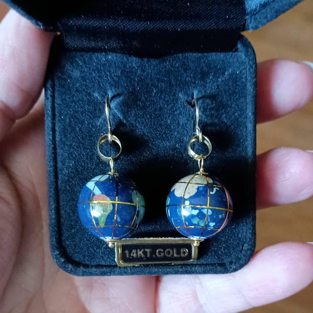 Breloque Globe En Or Jaune 14 Carats - 21 Mm - Marque FindingKing, Référence N-1097