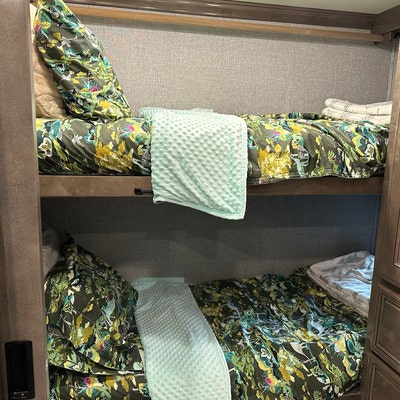 RV Camper Bunk Sheet Sets Buck Forest Mist Grey Deer for Camper or ...